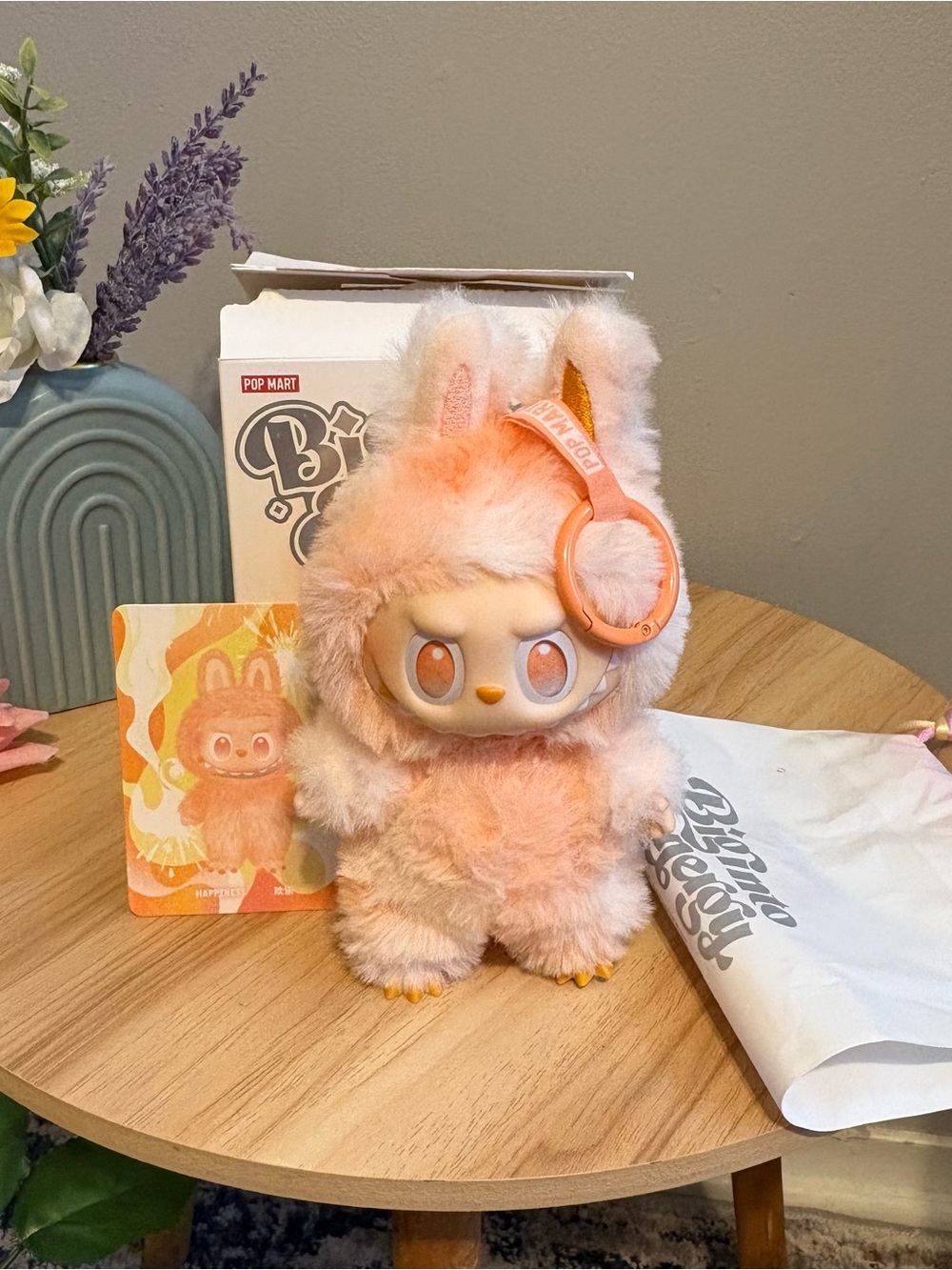 Big into energy pop Mart labubu happiness comes with box and bag and card